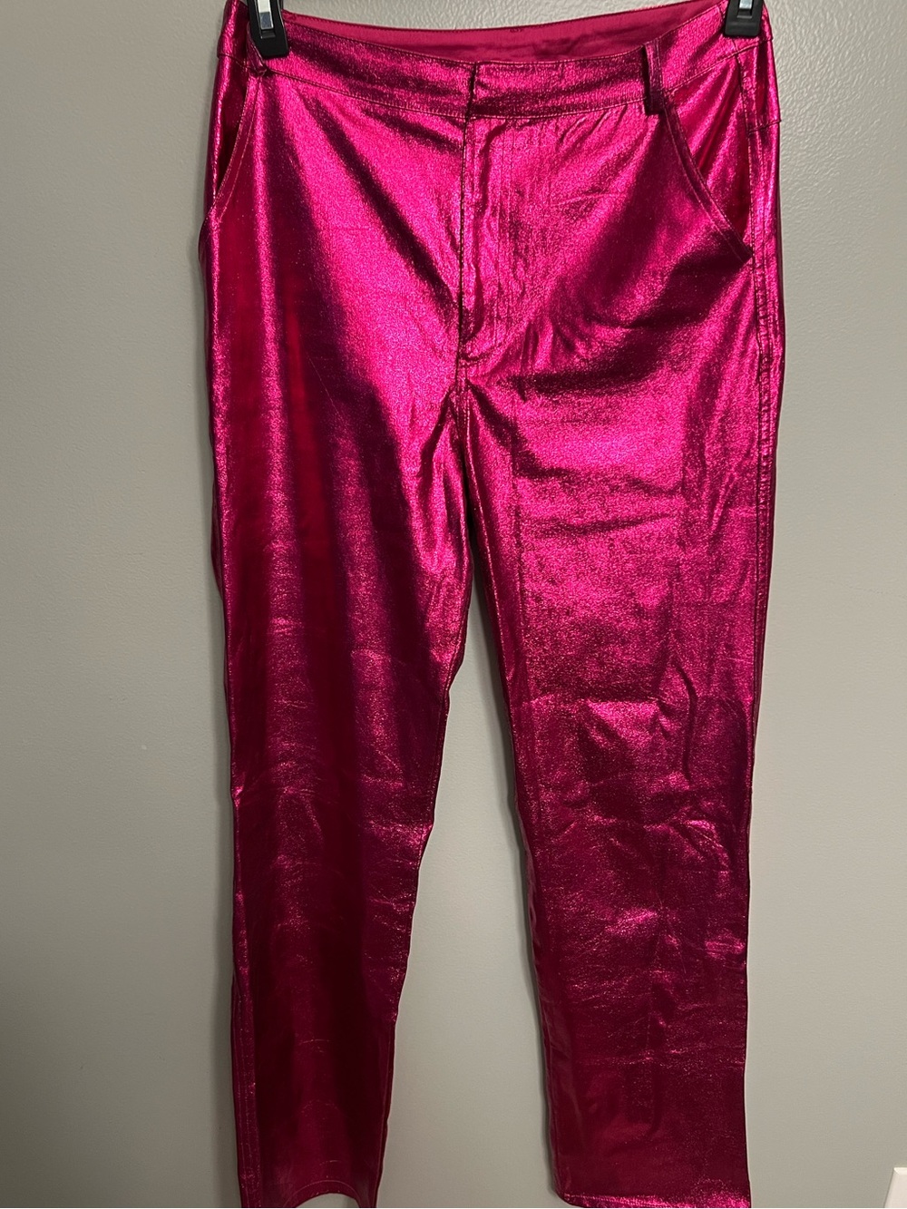 Shiny metallic fuchsia pants